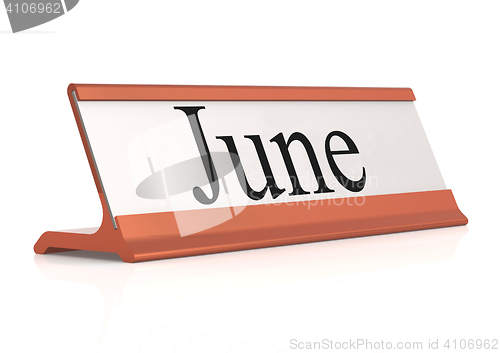 Image of June word on table tag isolated 