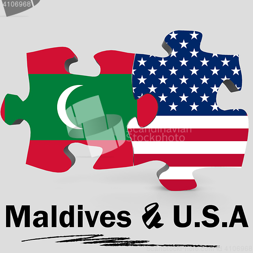 Image of USA and Maldives flags in puzzle 