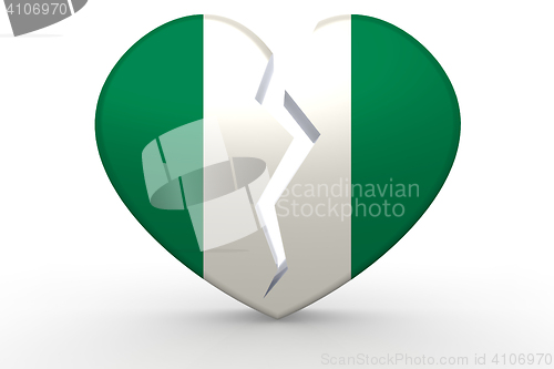 Image of Broken white heart shape with Nigeria flag