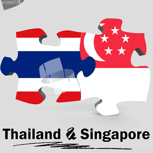 Image of Thailand and Singapore flags in puzzle 