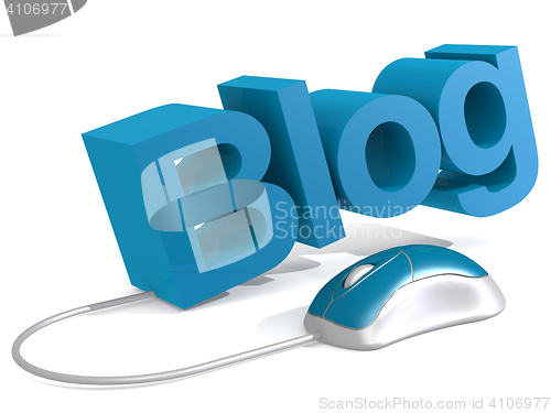 Image of Blog word with blue mouse