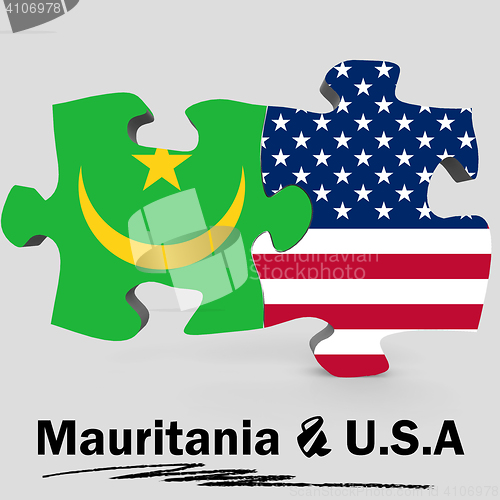 Image of USA and Mauritania flags in puzzle 
