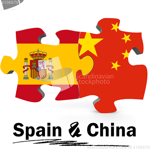 Image of China and Spain flags in puzzle 