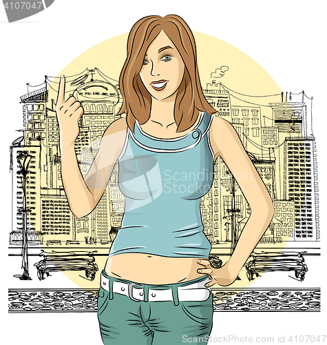 Image of Vector happy woman
