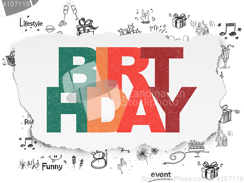 Image of Holiday concept: Birthday on Torn Paper background