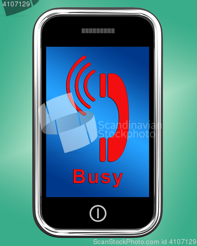 Image of Busy Icon On Mobile Phone Shows Engaged Connection