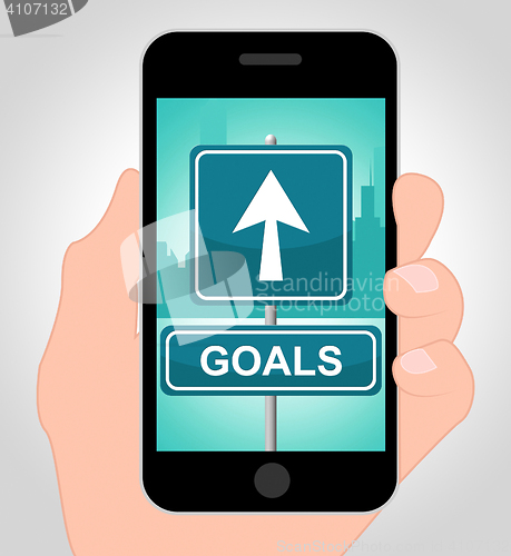 Image of Goals Online Means Mobile Phone And Aim