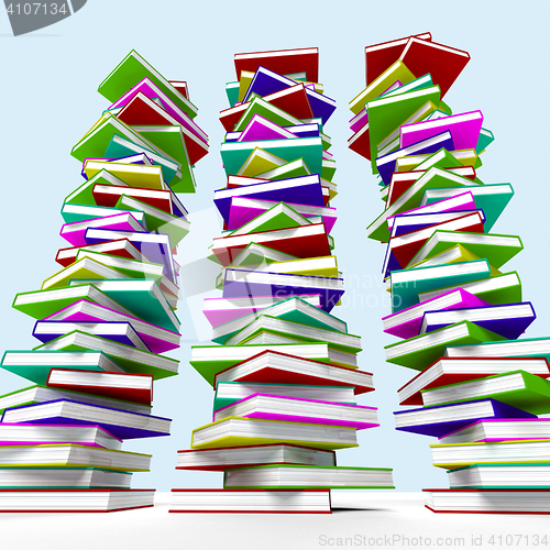 Image of Three Stacks Of Books Representing Learning And Education