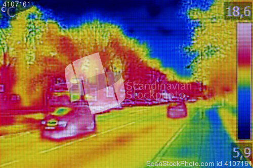 Image of Infrared thermovision image showing lack of thermal insulation o