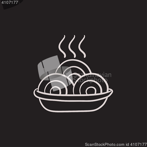Image of Hot meal in plate sketch icon.