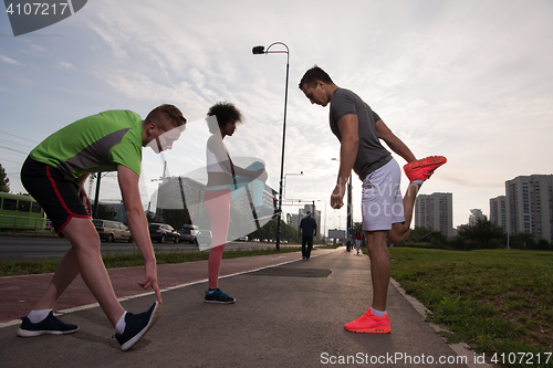 Image of multiethnic group of people on the jogging