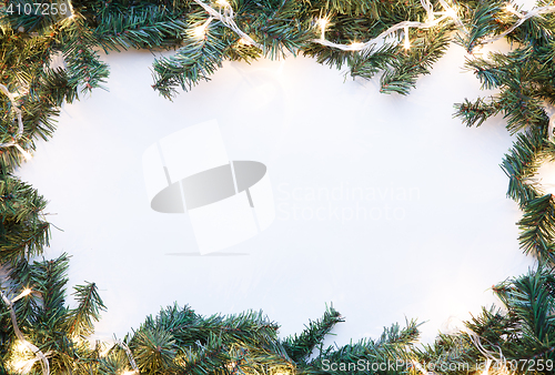 Image of Branches of spruce with garland