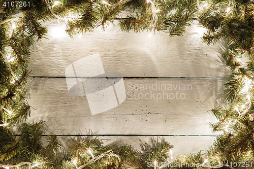 Image of Christmas and new year wooden background with symbolic decoration