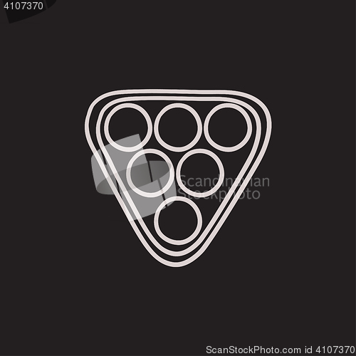 Image of Set of billiard balls in triangle sketch icon.