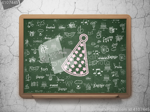 Image of Entertainment, concept: Party Hat on School board background