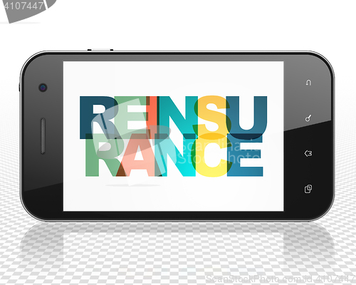 Image of Insurance concept: Smartphone with Reinsurance on  display