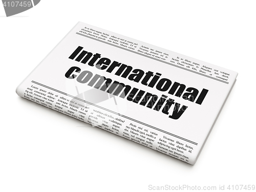 Image of Politics concept: newspaper headline International Community