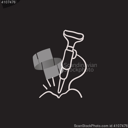 Image of Pneumatic hammer drill sketch icon.