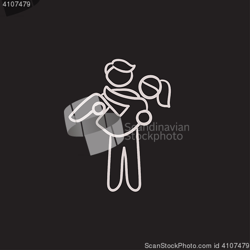 Image of Man carrying his girlfriend sketch icon.