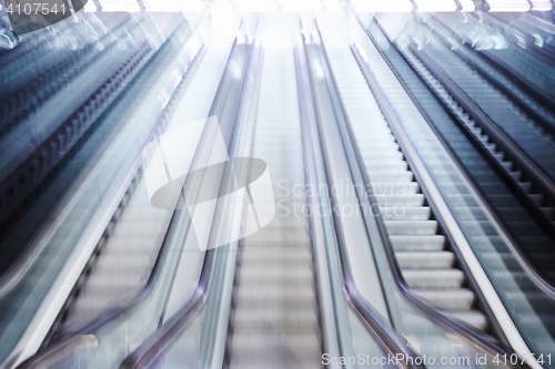 Image of Blurred bright escalator