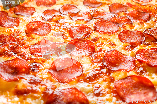 Image of Pepperoni pizza closeup