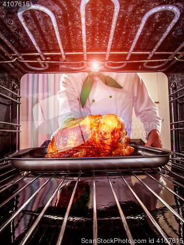 Image of Cooking chicken in the oven.