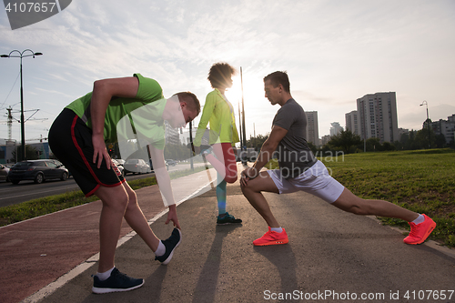 Image of multiethnic group of people on the jogging