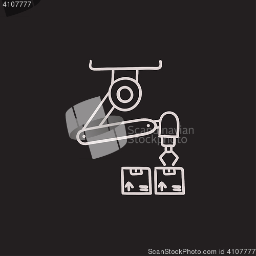 Image of Robotic packaging sketch icon.