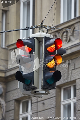 Image of Traffic lights in a town