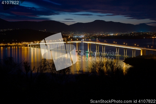 Image of Tasman Bridge at night