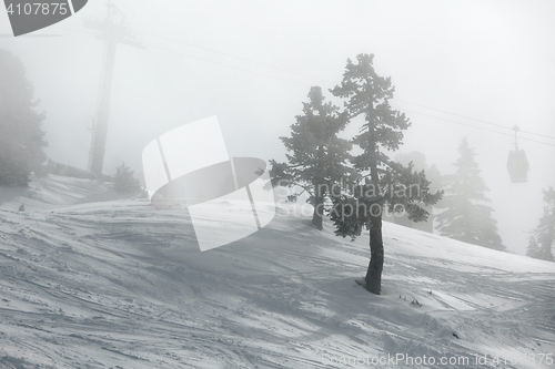 Image of Skiing slopes in fog