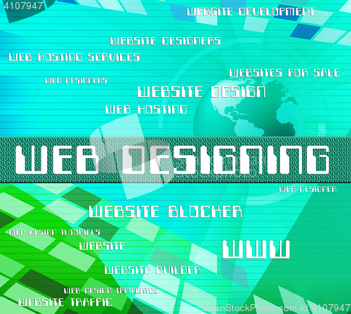 Image of Web Designing Shows Internet Text And Online