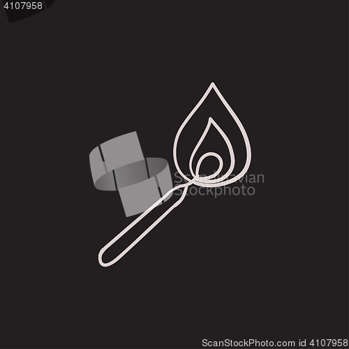 Image of Burning match  sketch icon.