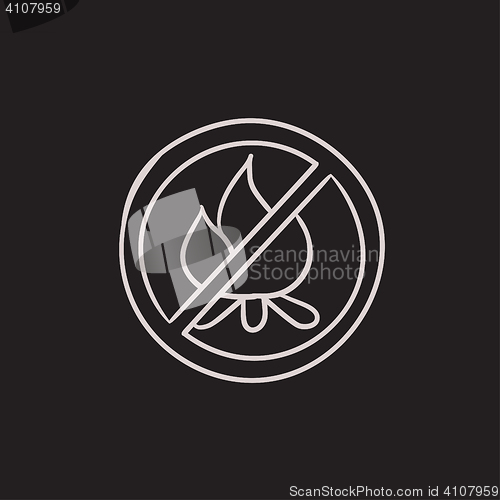 Image of No fire sign sketch icon.