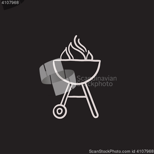 Image of Kettle barbecue grill sketch icon.