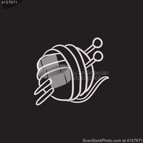 Image of Threads for knitting with spokes sketch icon.