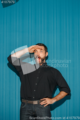 Image of Portrait of young man with facial expression