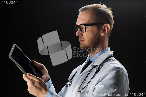 Image of doctor with tablet pc and stethoscope
