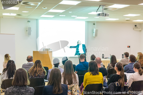 Image of Audience in lecture hall on scientific conference.