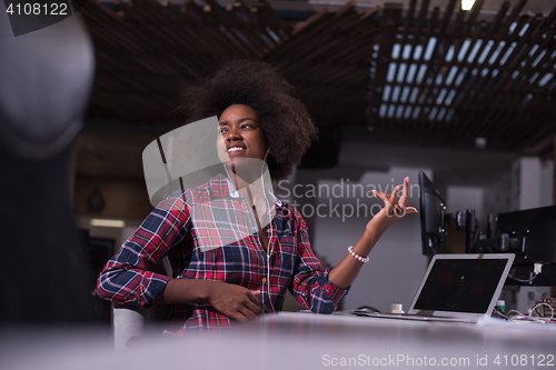 Image of portrait of a young successful African-American woman in modern 