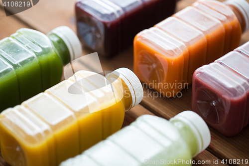 Image of bottles with different fruit or vegetable juices