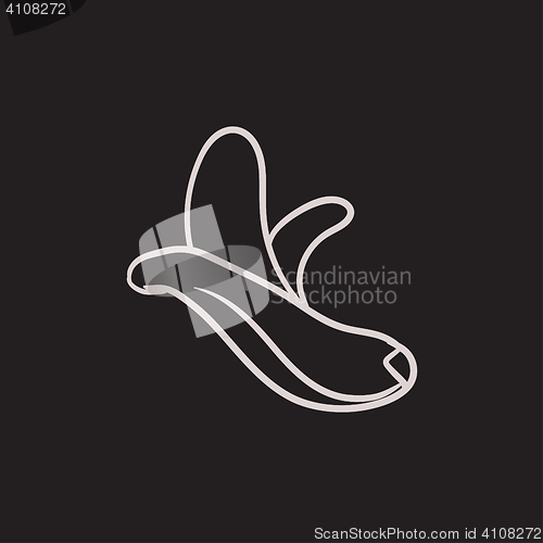 Image of Peeled banana sketch icon.