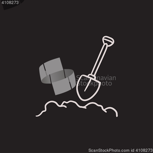 Image of Mining shovel sketch icon.