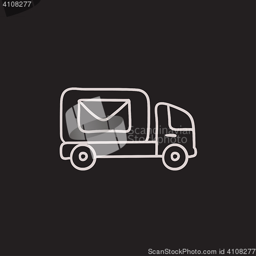 Image of Mail van sketch icon.