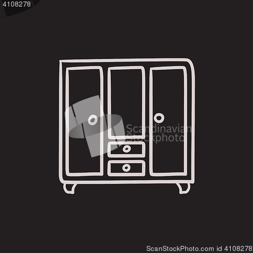 Image of Wardrobe with mirror sketch icon.