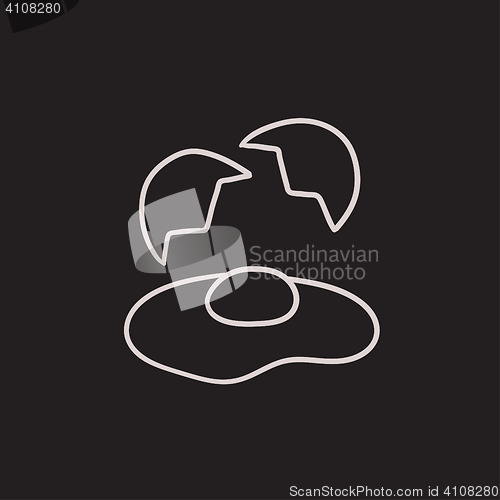 Image of Broken egg and shells sketch icon.