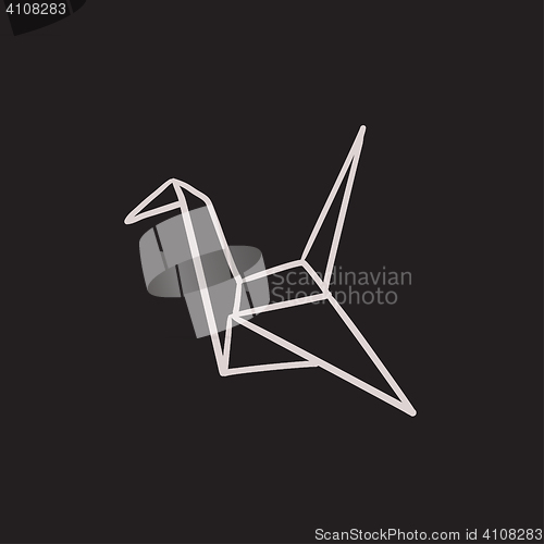 Image of Origami bird sketch icon.