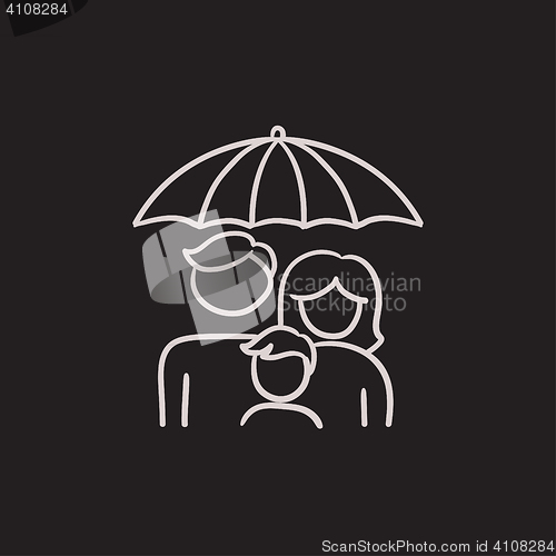 Image of Family insurance sketch icon.