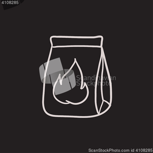 Image of Take-away meals package sketch icon.