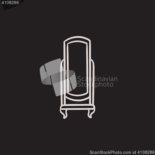 Image of Swivel mirror on stand sketch icon.